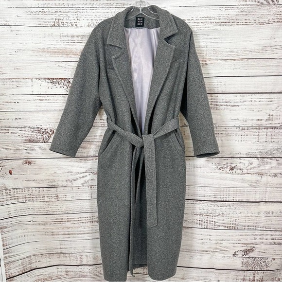 Blikvanger Jackets & Blazers - Blikvanger Gray Custom Made Wool Tie Waist Pea Coat, EUC, Size Large, MSRP $698